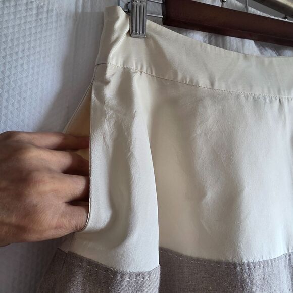 J Crew Collection Silk Linen A-Line Ivory Beige Skirt 4 - Picture 11 of 14